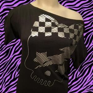 Abbey Dawn Black and Silver Lightning Bolt Skull Shirt